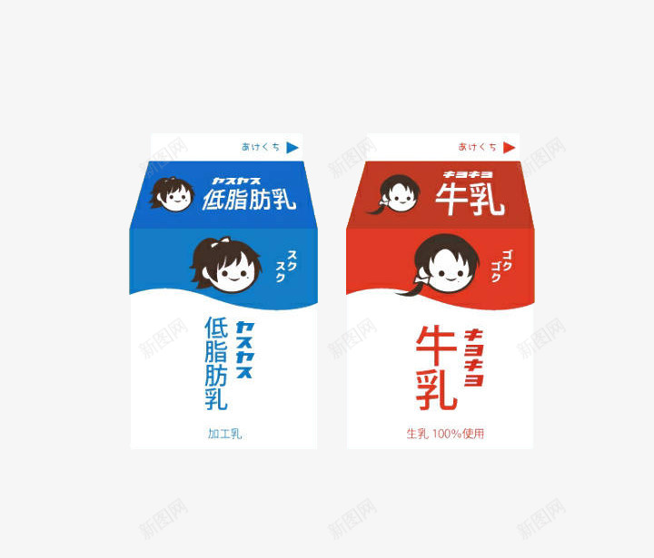 两个牛奶盒png免抠素材_新图网 https://ixintu.com 两个 卡通 牛奶盒 素材