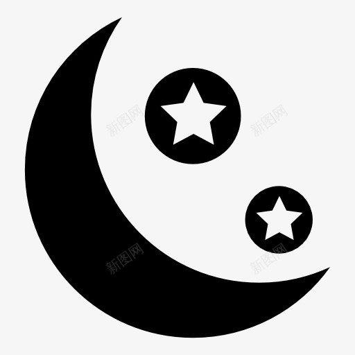 新月和星星图标png_新图网 https://ixintu.com 月亮 月牙