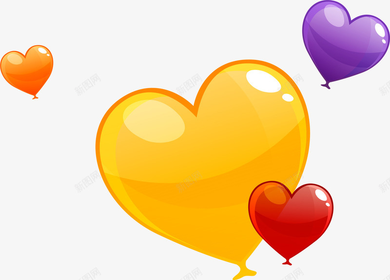 漂浮爱心气球png免抠素材_新图网 https://ixintu.com 升空 多彩气球 多彩爱心 漂浮气球 爱心气球 童趣