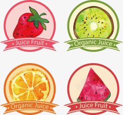 奇异果片4款水果汁标签高清图片