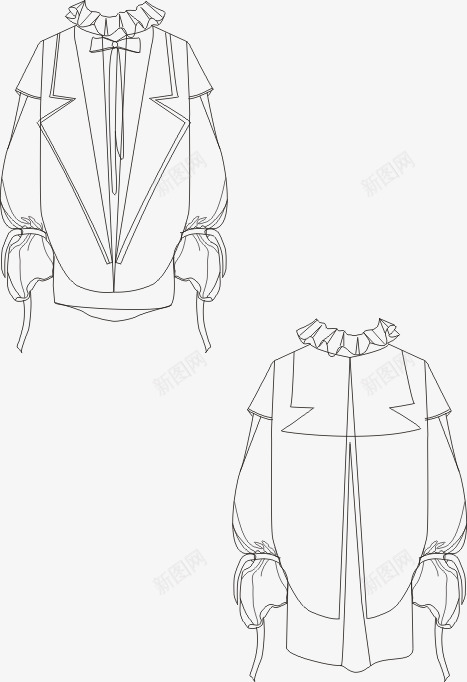 手绘服装个性上衣线图图标png_新图网 https://ixintu.com 个性上衣 外套 手绘 服装设计 素描 线图 长袖