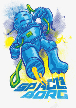 蓝色机器人涂鸦素材