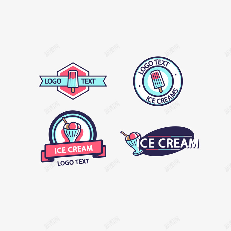 复古卡通冰淇淋标识矢量图图标ai_新图网 https://ixintu.com 冰淇淋 冰淇淋logo 冰淇淋标识 冰淇淋球 卡通 古典 复古 雪糕 矢量图