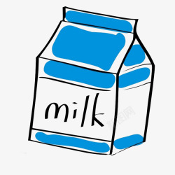 手绘卡通牛奶盒子素材