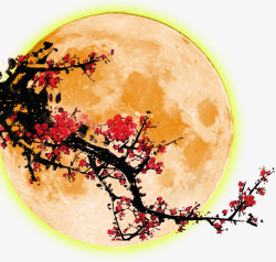 中秋节日月亮和花背景素材