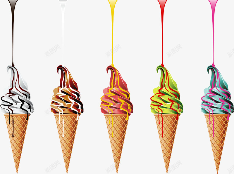 多彩简约冰淇淋png免抠素材_新图网 https://ixintu.com 免抠PNG 冰淇淋 多彩 简约 美食 装饰图案 雪糕 食物