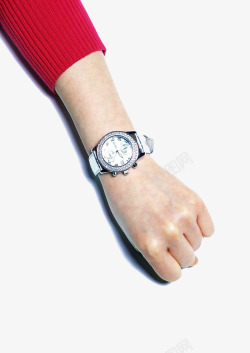 金属手臂戴手表的一只手高清图片