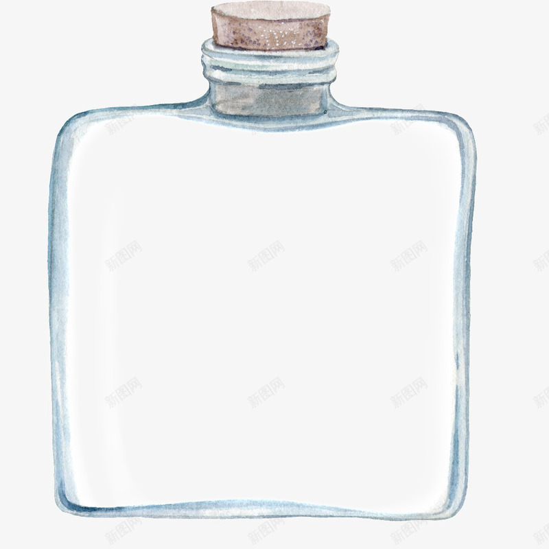 手绘水彩玻璃瓶子png免抠素材_新图网 https://ixintu.com 手绘 方瓶子 水彩 玻璃瓶子