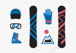 卡通登山滑雪装备素材
