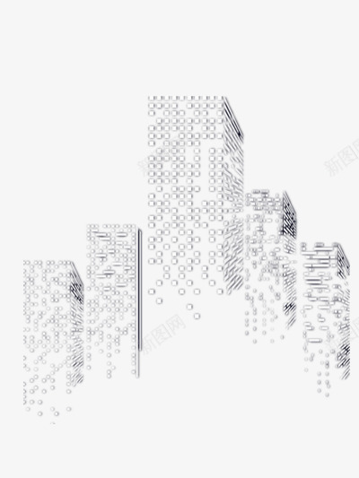 都市png免抠素材_新图网 https://ixintu.com 几何方块 夜景都市 小方块