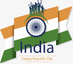 印度国庆日折叠效果印度国旗矢量图高清图片