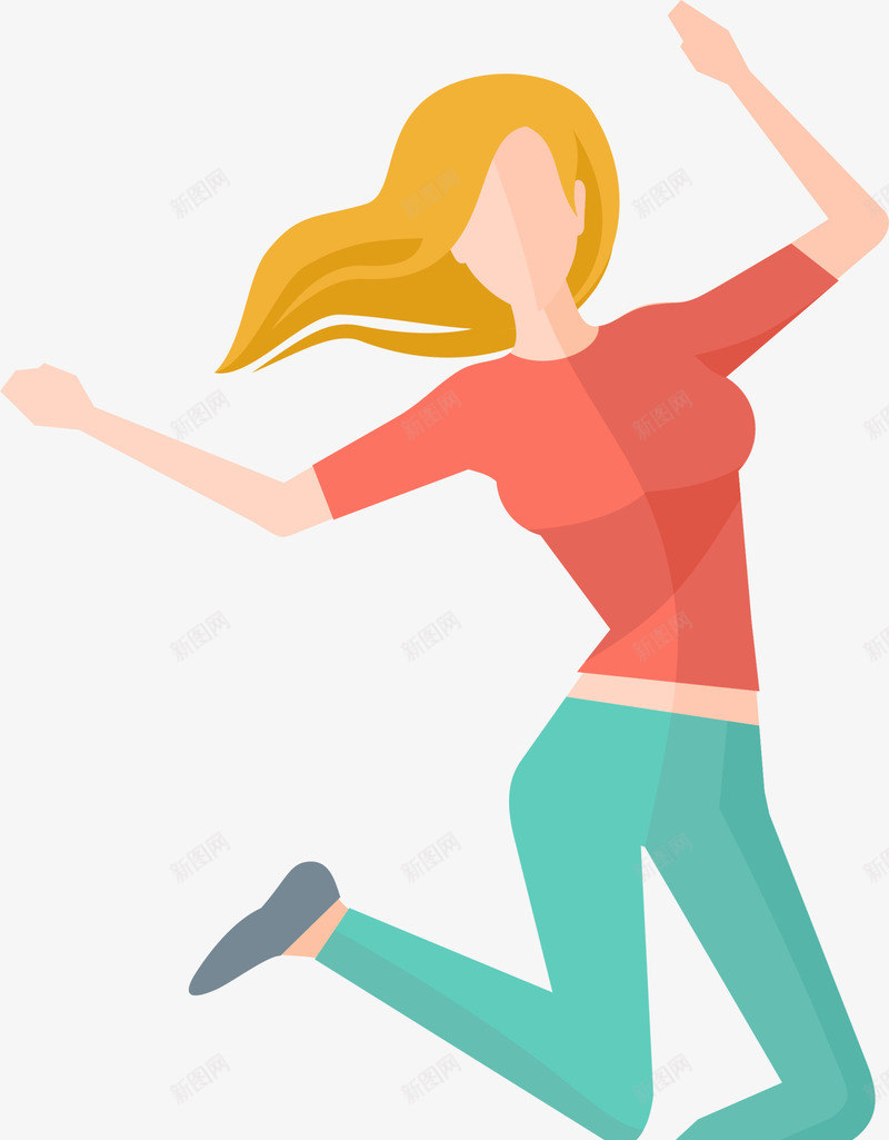 跳起来的女人插画png免抠素材_新图网 https://ixintu.com 人物插画 可爱女人 女人插画 美丽女人 跳起来的女人 跳跃