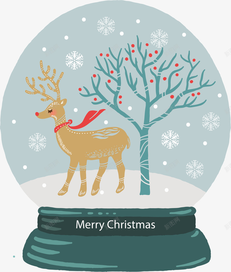 美丽的驯鹿水晶球png免抠素材_新图网 https://ixintu.com 圣诞快乐 圣诞节 水晶球 矢量png 美丽驯鹿 驯鹿