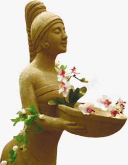 欧式雕塑女人花盆地产素材