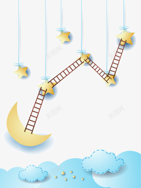 吊着的星星和月亮梯子png免抠素材_新图网 https://ixintu.com 吊着的星星 月亮 梯子矢量图