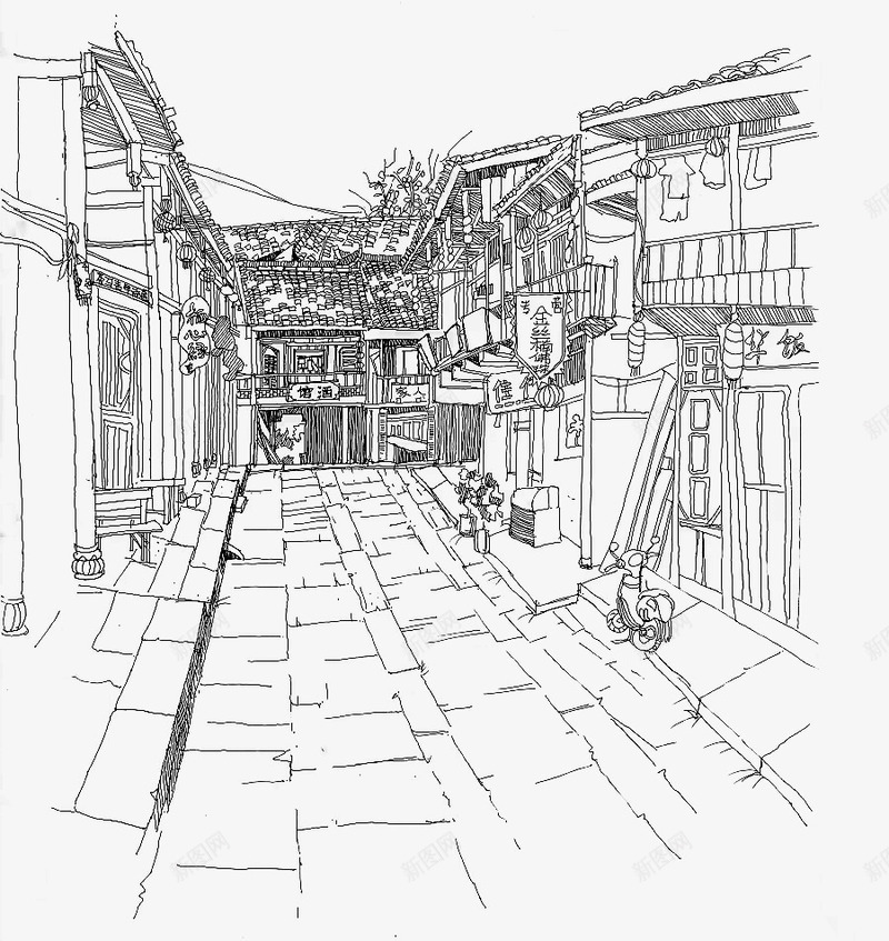 水彩手绘街道png免抠素材_新图网 https://ixintu.com 创意 卡通 手绘 新意 水彩 笔刷 街道 设计