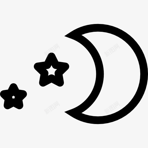 半个月亮与Stars图标png_新图网 https://ixintu.com 新月 星星 晚上 月亮 月亮相位 自然