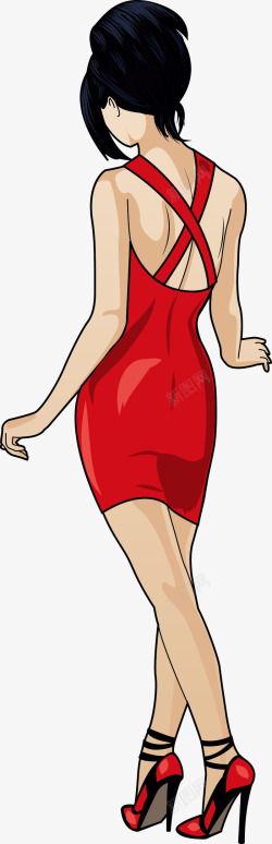 穿红色裙子的女人背景图素材