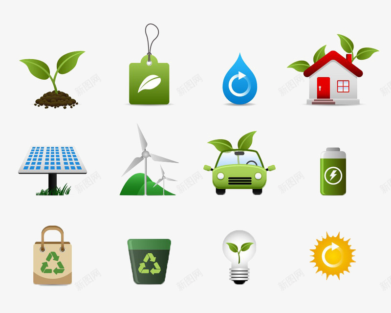 绿色环保小图标png_新图网 https://ixintu.com 回收 太阳能 环保 绿色能源