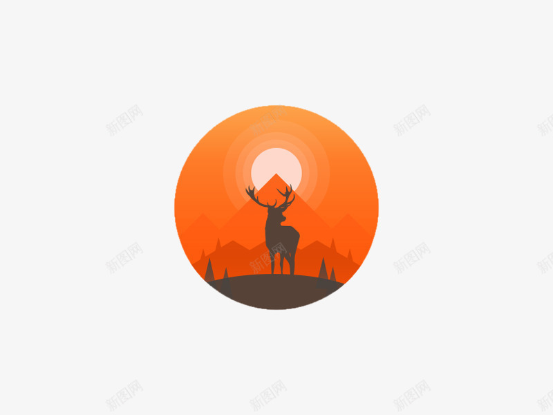 麋鹿剪影图标png_新图网 https://ixintu.com png图片素材 免费png素材 太阳 落日 鹿