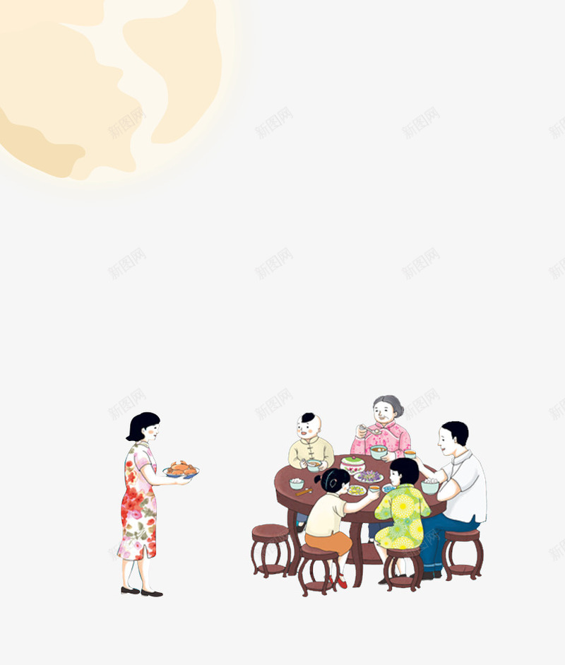 中秋团圆png免抠素材_新图网 https://ixintu.com 中秋素材 团圆 家人 月亮
