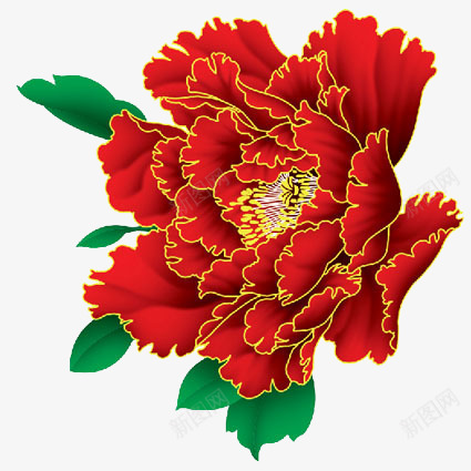 牡丹花png免抠素材_新图网 https://ixintu.com 牡丹花 牡丹花素材 红色 绿叶 花卉 花朵素材
