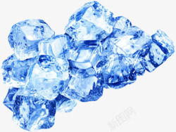 蓝色纯净冰块重叠素材