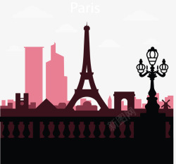 美丽巴黎城市剪影矢量图素材