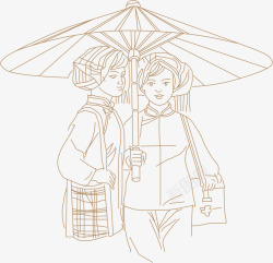 雨伞简笔画布依族女人简笔画高清图片