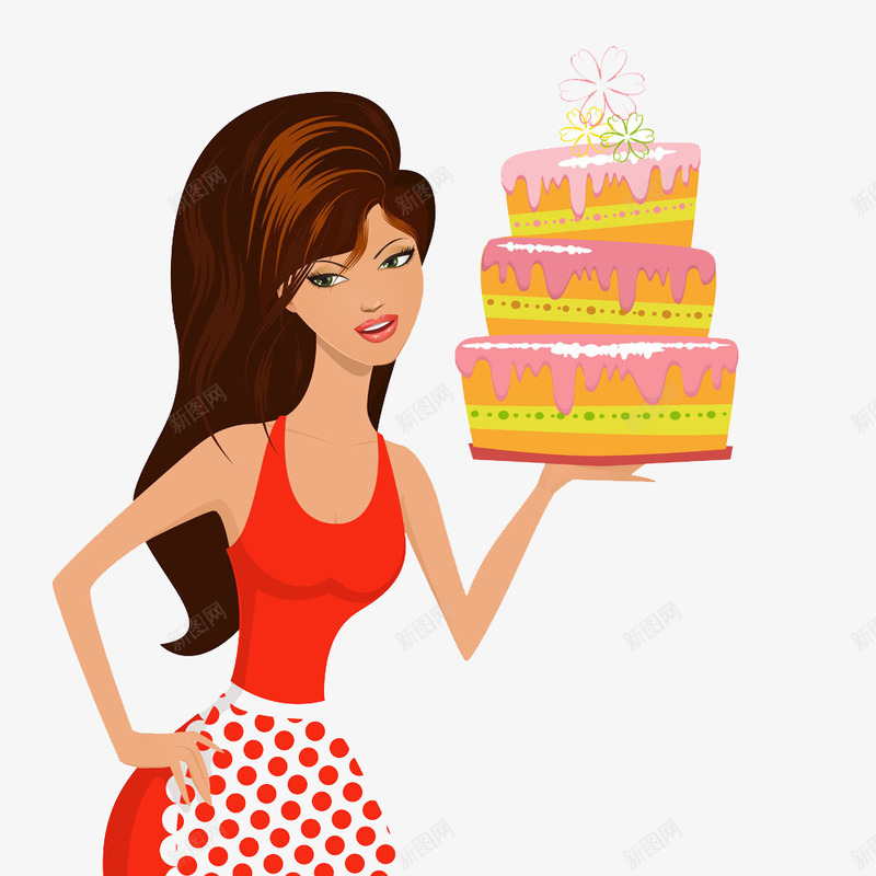 美女与蛋糕png免抠素材_新图网 https://ixintu.com 卡通 厨师 可爱 女人 手绘 甜点 甜点大师 生日蛋糕 糕点 美女 蛋糕