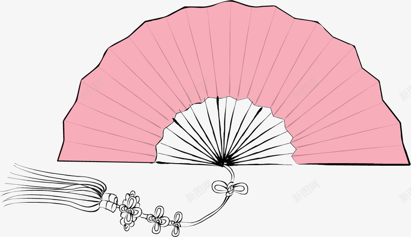 手绘粉色扇子矢量图ai免抠素材_新图网 https://ixintu.com 古典 手绘 粉色扇子 矢量图