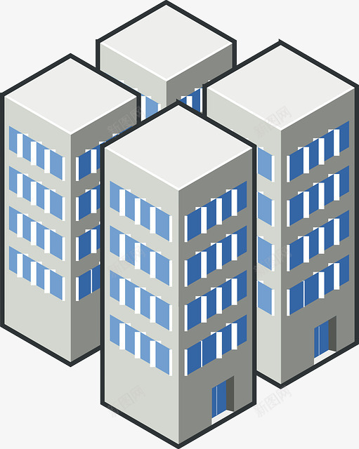 方块建筑简约手绘png免抠素材_新图网 https://ixintu.com 插画 楼房 现代 装饰 都市