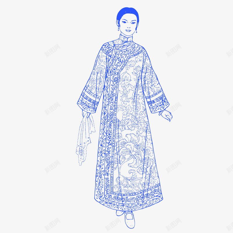 手绘清朝妇人插画矢量图ai免抠素材_新图网 https://ixintu.com 中国风 人物插画 女人 妇人 宫廷 宫廷女子 清宫 清朝 矢量图