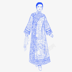 清朝女子手绘清朝妇人插画矢量图高清图片