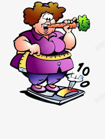 吃胡萝卜的胖女人png免抠素材_新图网 https://ixintu.com 卡通 图片 素材 肥胖