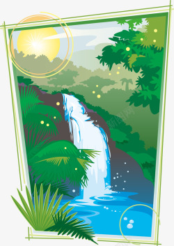 绿色瀑布瀑布矢量图高清图片