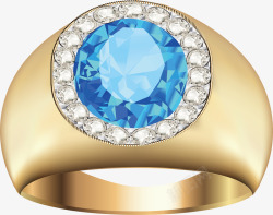 金属指环蓝色宝石高清图片