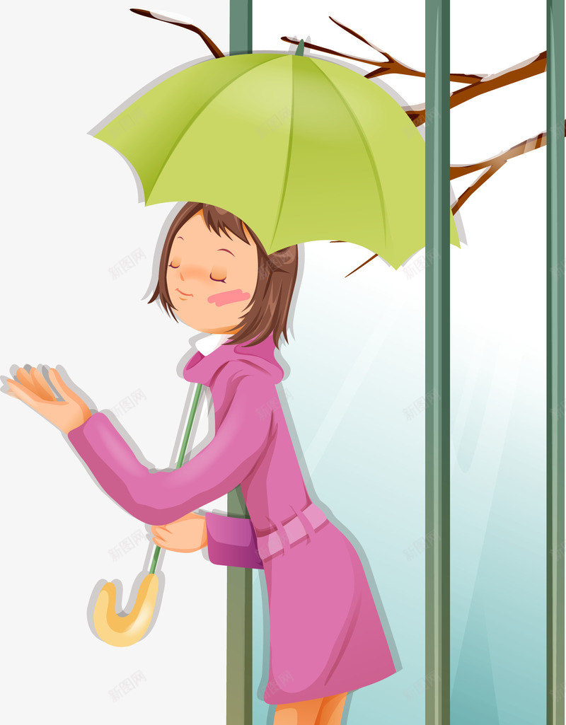 打伞的女人png免抠素材_新图网 https://ixintu.com 卡通女人 撑着雨伞的 电话亭 雨伞