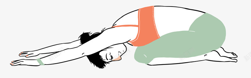 跪着往前趴着瑜伽动作png免抠素材_新图网 https://ixintu.com 人物 动作 卡通 女人 手绘图 瑜伽 跪着的动作 运动 锻炼