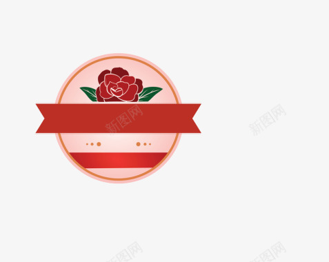 红色手绘蔷薇标识矢量图图标图标