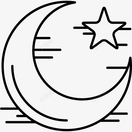 星星和新月图标png_新图网 https://ixintu.com 夜 星星 月亮的一半 月相 自然