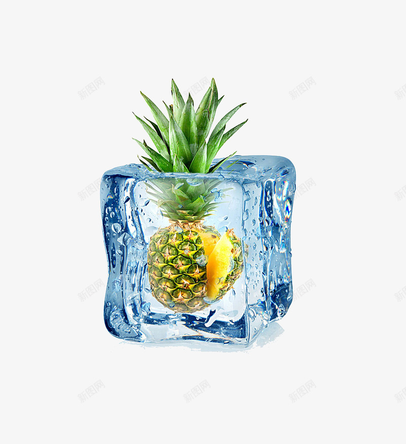 冰块里的菠萝png免抠素材_新图网 https://ixintu.com 冰块 水果 菠萝