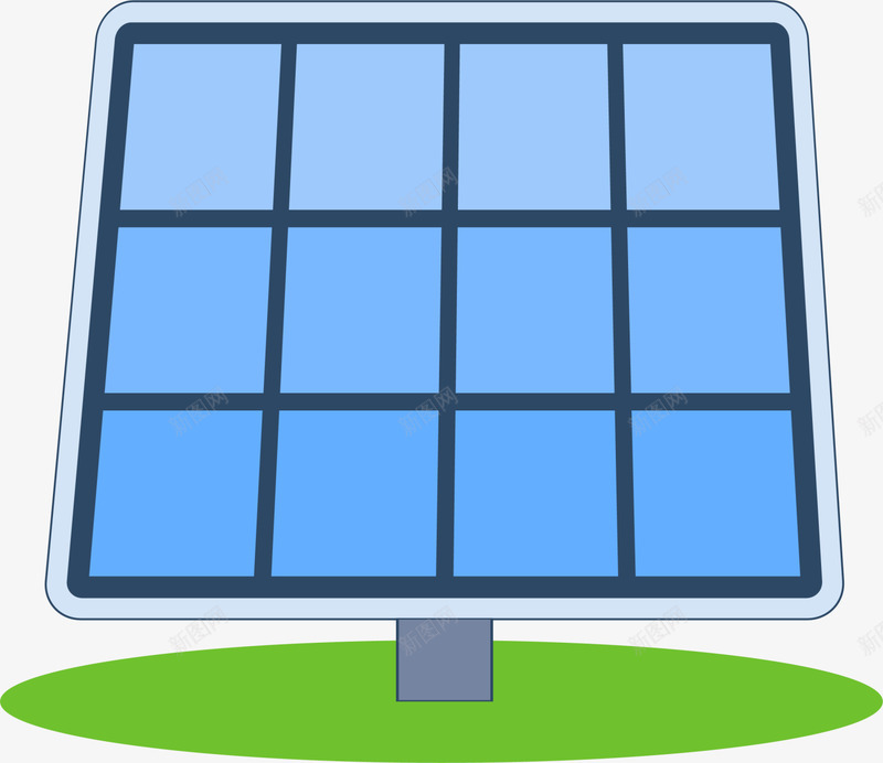 蓝色卡通太阳能板png免抠素材_新图网 https://ixintu.com 发电 太阳能板 环保 节能 蓝色发电器 装饰图案