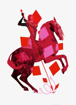 方块红色骑马战斗士素材