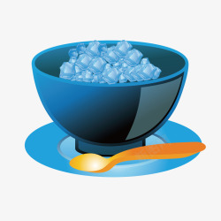 一碗冰块蓝色素材
