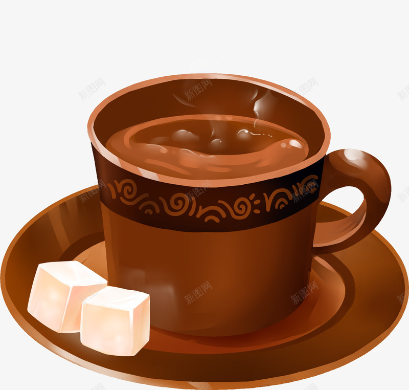 咖啡与白砂糖png免抠素材_新图网 https://ixintu.com 冲泡 咖啡色杯子 奶茶 方块糖 茶杯
