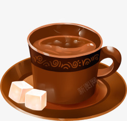 咖啡色杯子咖啡与白砂糖高清图片