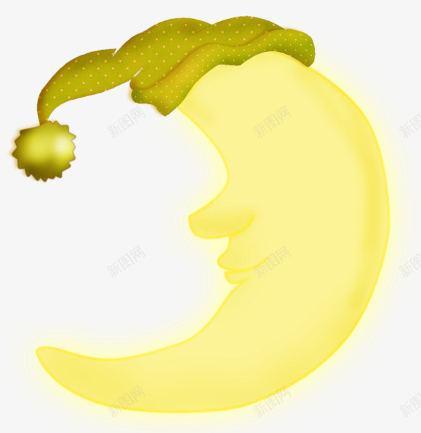 一轮月亮png免抠素材_新图网 https://ixintu.com 可爱 帽子 手绘 黄色