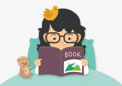 在床上看书的女人高清图片