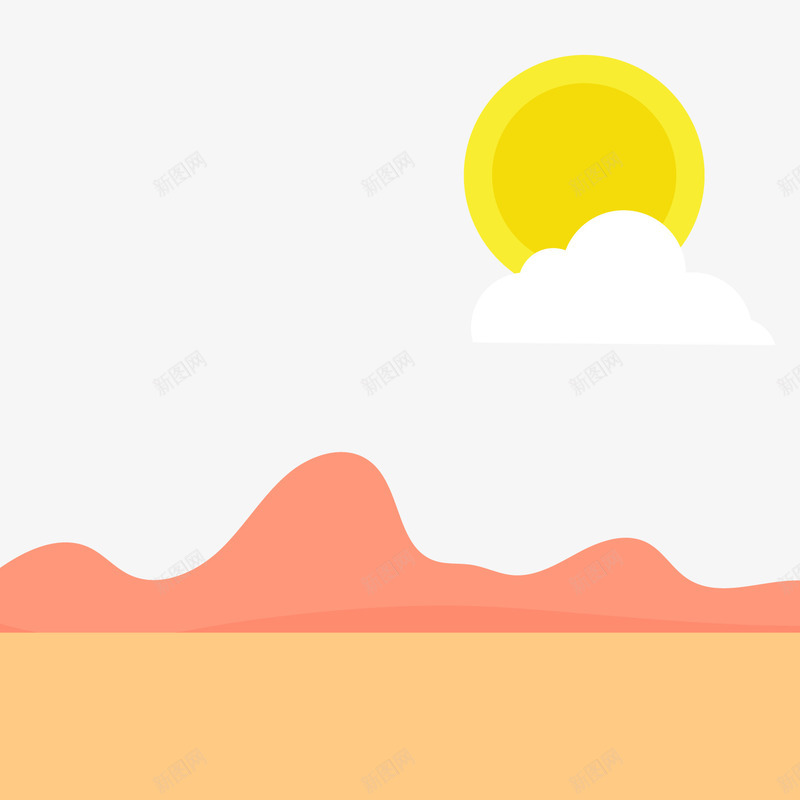 沙漠中的太阳png免抠素材_新图网 https://ixintu.com 卡通沙漠 太阳 背景装饰 金色太阳 风景